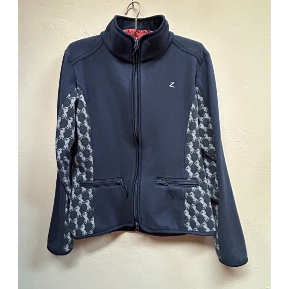 Equestrian Horze Abrianne Womens 10 Full-Zip Fleece Jacket Black Pockets Stretch